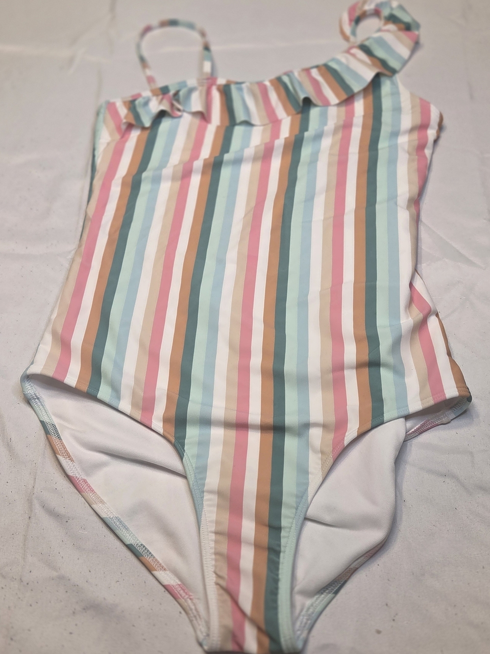 abercrombie kids Pastel Multicolor Striped One-Shoulder Swimsuit Size 15/16